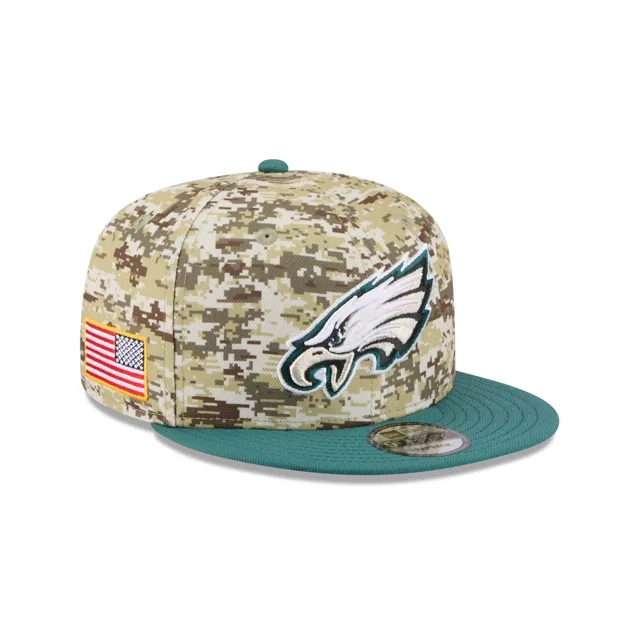 Philadelphia Eagles 2025 Salut au service Fan Gear 9FIFTY Snapback Hat