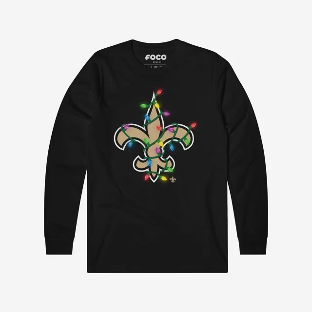 New Orleans Saints T-shirt à manches longues avec logo principal Holiday Lights