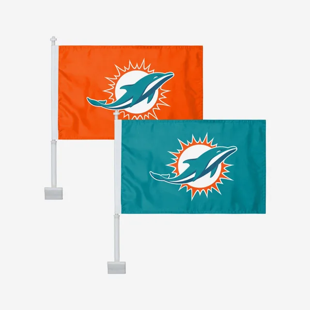 Miami Dolphins Lot de 2 drapeaux de voiture solides