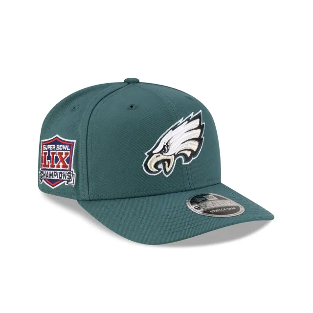 Philadelphia Eagles Super Bowl LIX Champions Vert 9SEVENTY Chapeau extensible à bouton-pression