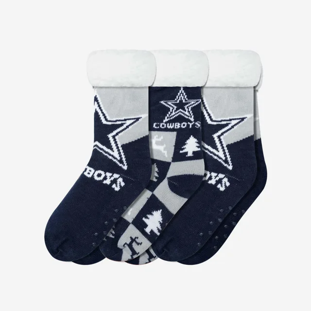 Dallas Cowboys Lot de 3 paires de chaussettes pantoufles Fan Footy pour femmes