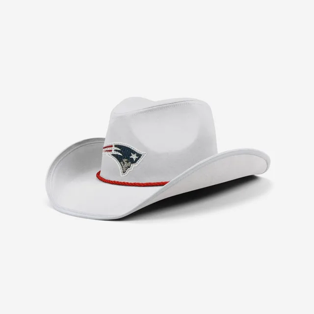 New England Patriots Chapeau de cowboy avec logo en strass blanc