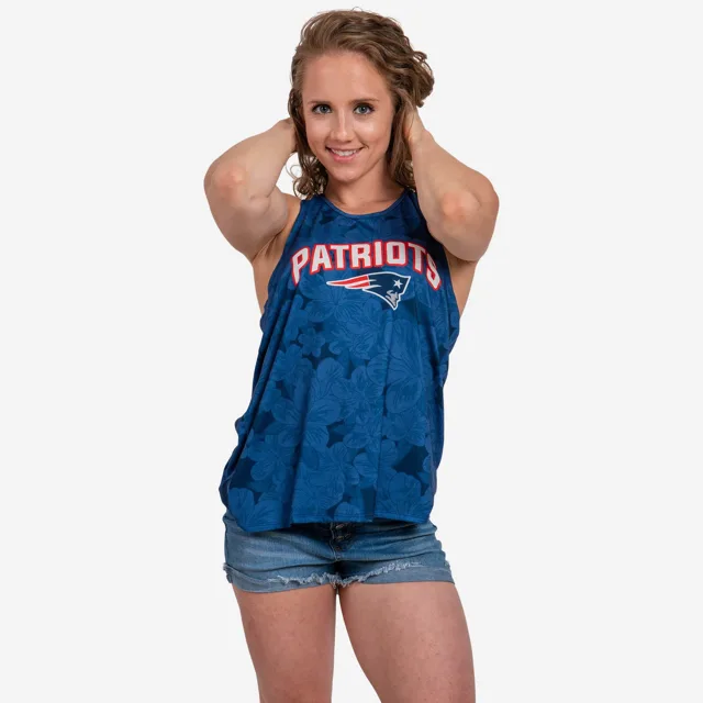 New England Patriots Haut sans manches à dos torsadé Hibiscus pour femme