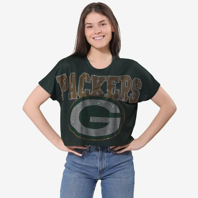 Green Bay Packers Haut court avec gros mot-symbole en strass