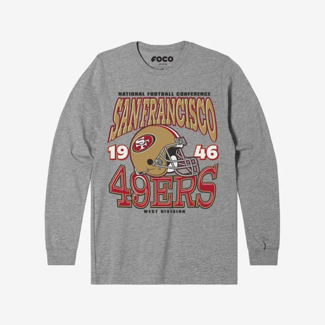 San Francisco 49ers T-shirt à manches longues avec casque d'équipe classique
