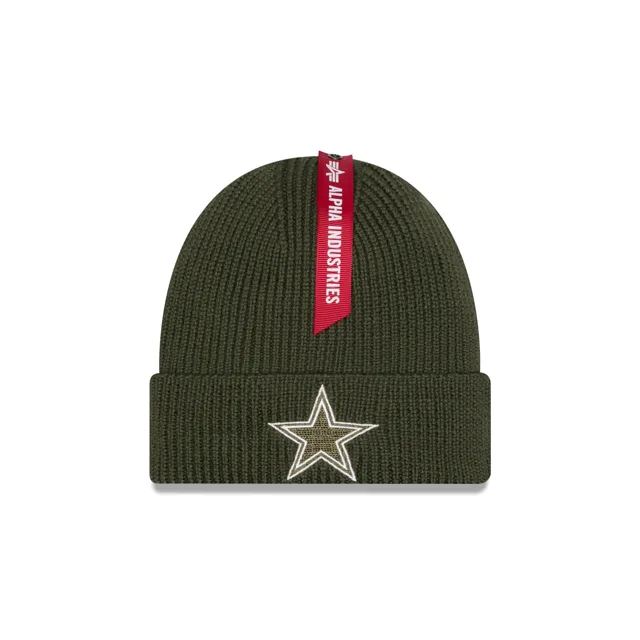 Alpha Industries x Dallas Cowboys Bonnet en tricot à revers vert olive