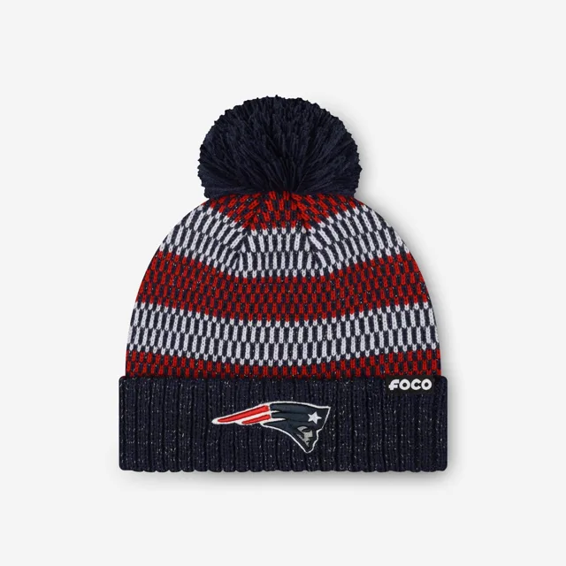 New England Patriots Bonnet à pompon en fil métallique pour femme