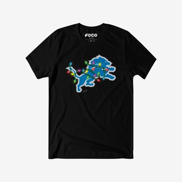 Detroit Lions T-shirt avec logo principal Holiday Lights