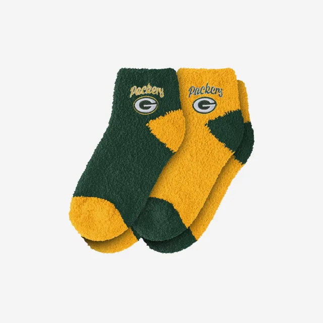 Green Bay Packers Lot de 2 socquettes floues avec logo script pour femme