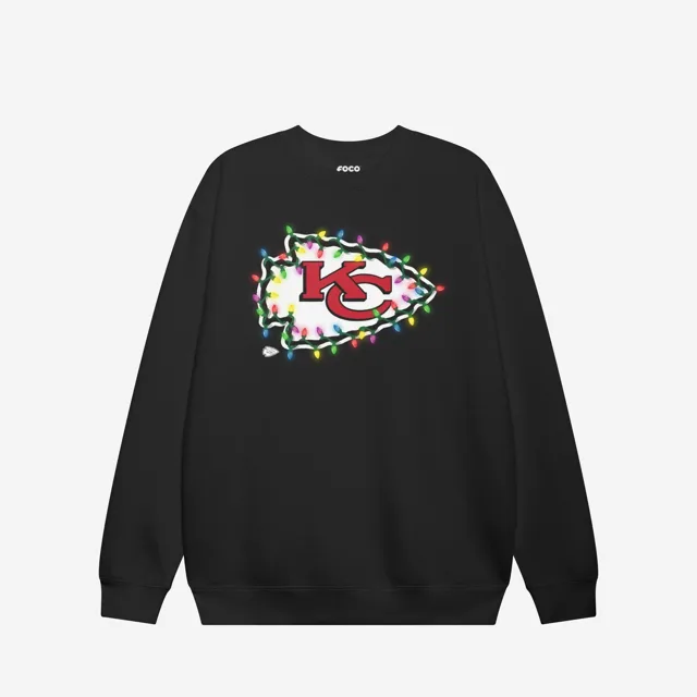 Kansas City Chiefs Sweat-shirt à col rond avec logo principal Holiday Lights