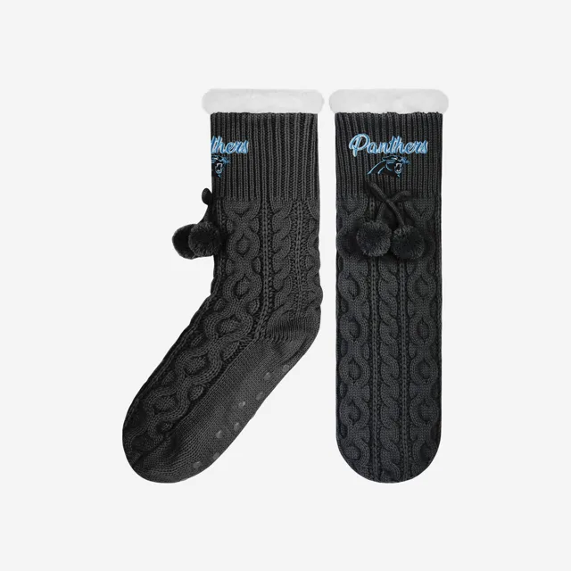 Carolina Panthers Chaussettes pantoufles en tricot torsadé pour femmes