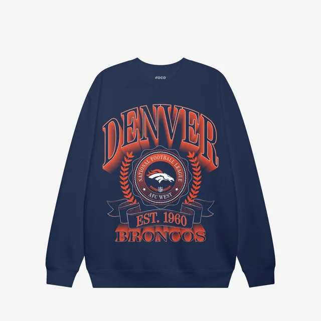 Denver Broncos Sweat-shirt à col rond avec écusson de bannière