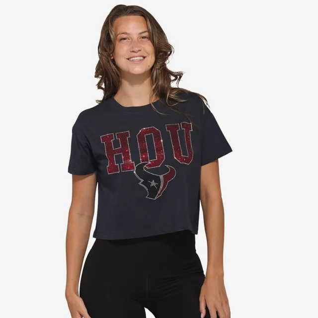 Houston Texans Haut court avec logo strass pour femme