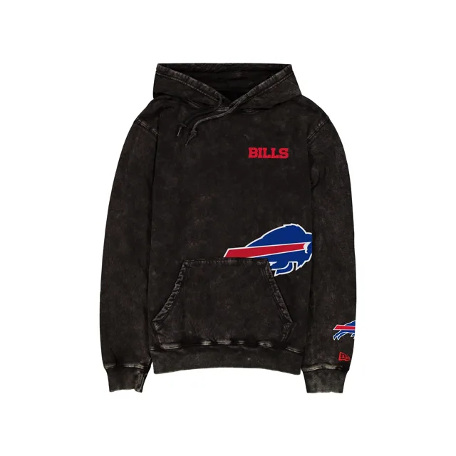 Sweat à capuche noir délavé avec logo Buffalo Bills