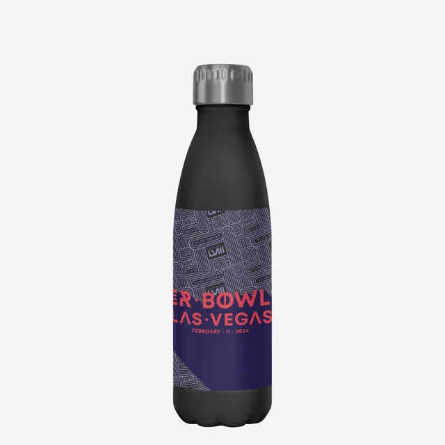 Super Bowl LVIII Bouteille en acier inoxydable noire de 17 oz