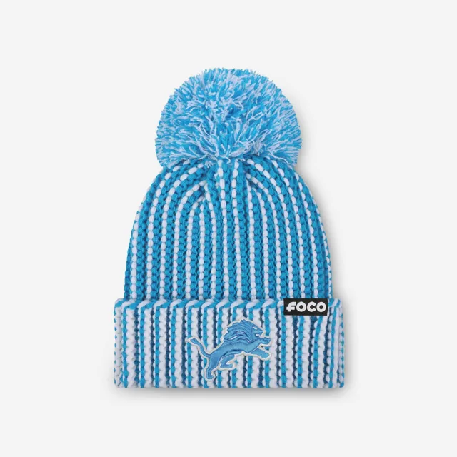 Detroit Lions Bonnet à pompon en tricot vertical avec logo principal