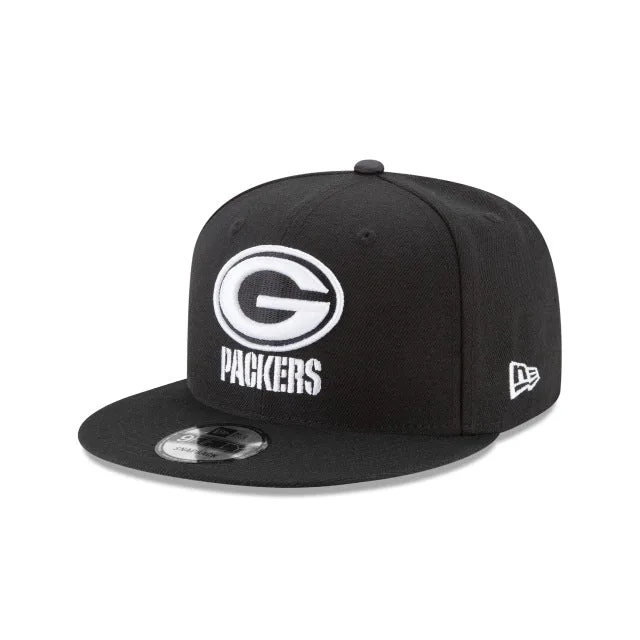 Green Bay Packers Casquette Snapback 9FIFTY noire et blanche