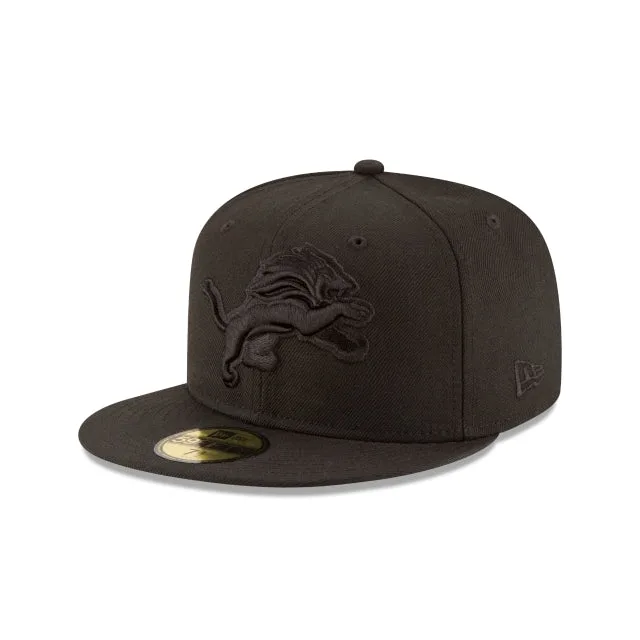 Detroit Lions Noir sur Noir 59FIFTY Chapeau ajusté