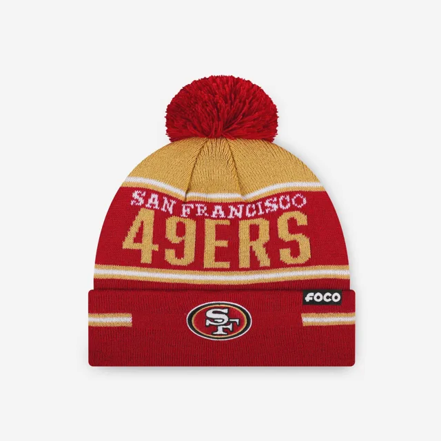 San Francisco 49ers Bonnet à pompon à rayures et gros mot