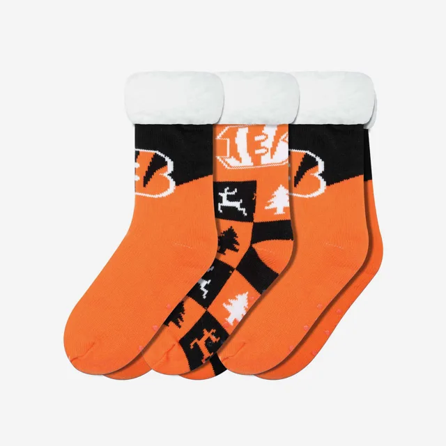 Cincinnati Bengals Lot de 3 paires de chaussettes pantoufles Fan Footy pour femmes