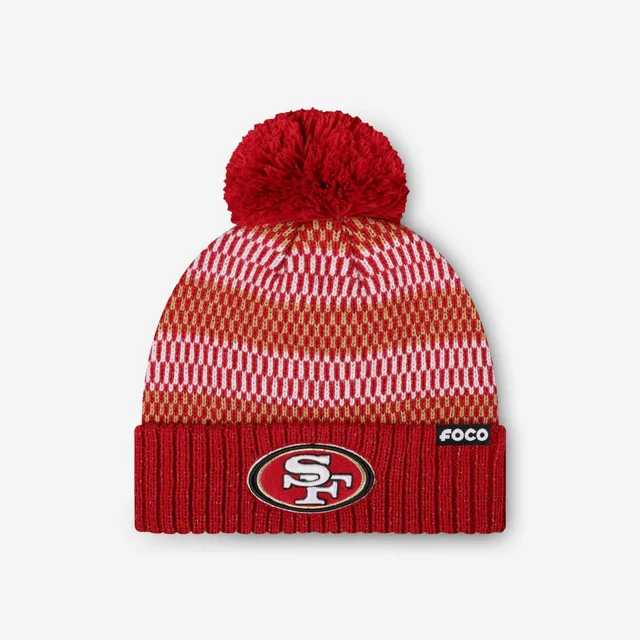 San Francisco 49ers Bonnet à pompon en fil métallique pour femme