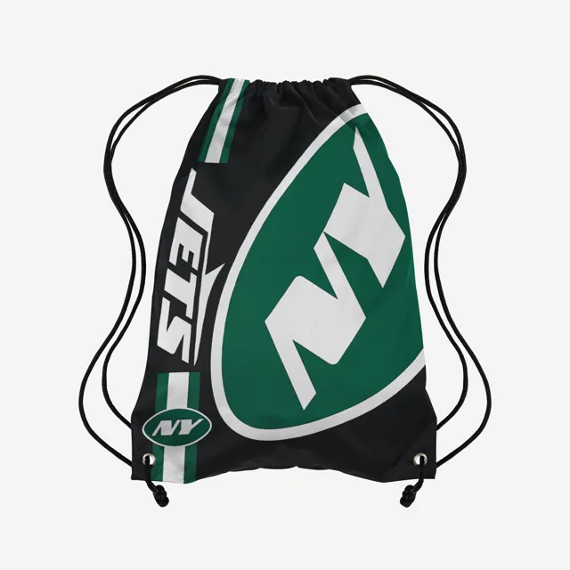 New York Jets Sac à dos noir à cordon de serrage avec grand logo de couleur alternative