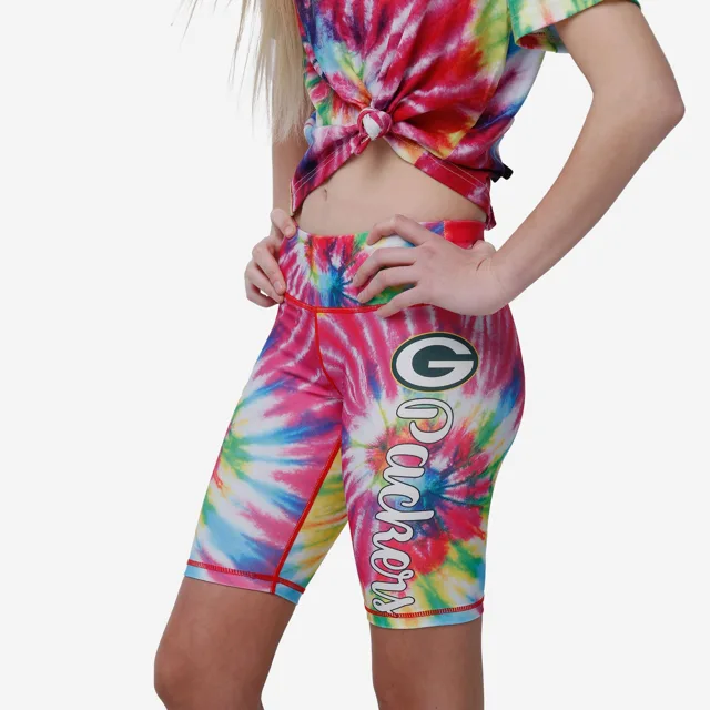 Green Bay Packers Short de vélo tie-dye pour femme