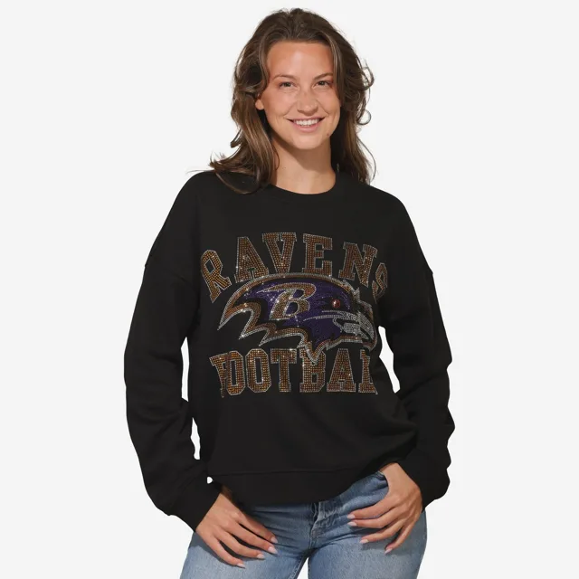 Baltimore Ravens Sweat-shirt surdimensionné à col rond avec logo strass pour femme