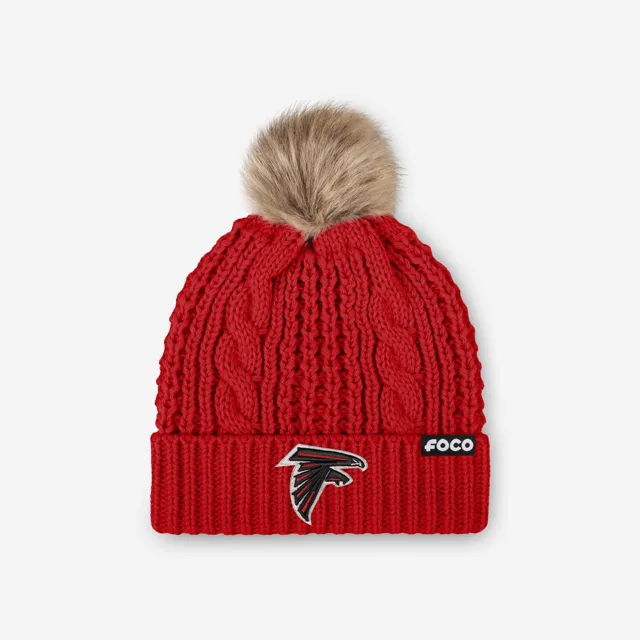 Atlanta Falcons Bonnet à pompon en fausse fourrure pour femme