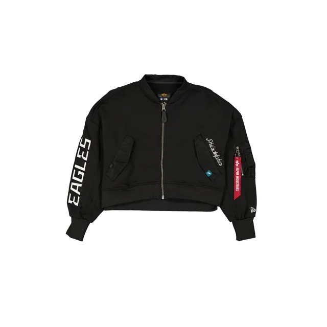 Alpha Industries x Philadelphia Eagles Veste polaire courte zippée noire pour femme
