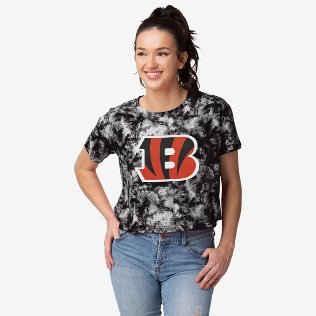 Cincinnati Bengals Haut court à grand logo tie-dye pour femme