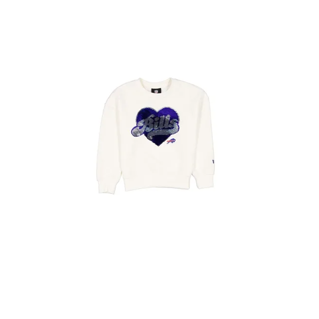 Buffalo Bills Col rond à paillettes pour fille Chrome Blanc