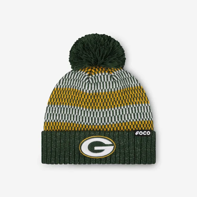 Green Bay Packers Bonnet à pompon en fil métallique pour femme