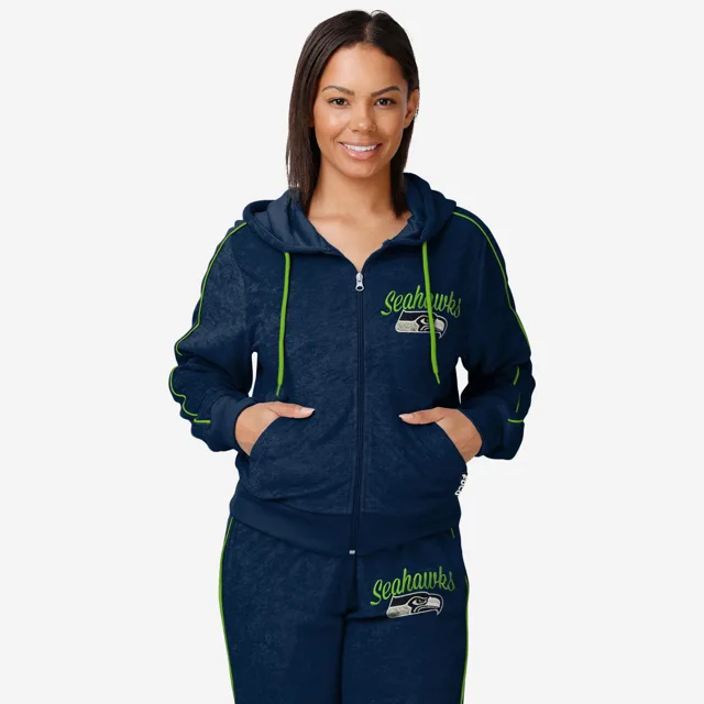 Seattle Seahawks Haut zippé en tricot éponge pour femme
