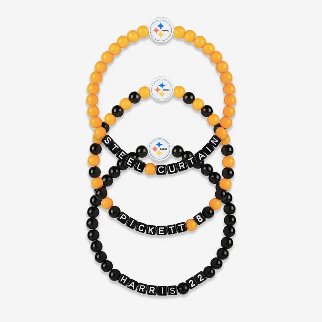 Kenny Pickett & Najee Harris Pittsburgh Steelers Lot de 3 bracelets d'amitié en perles pour joueurs