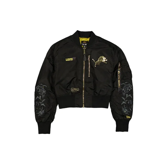 Alpha Industries x Detroit Lions Blouson aviateur court L-2B noir et or pour femme