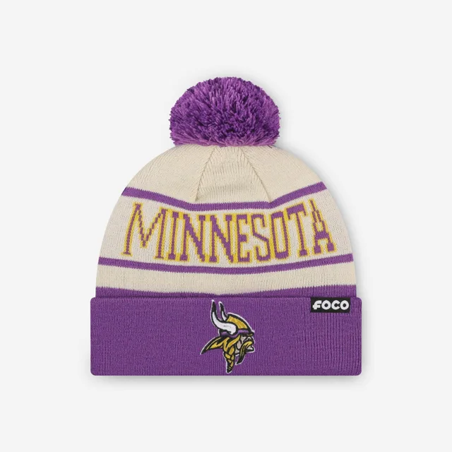 Bonnet à pompon avec logo principal à rayures Heritage Minnesota Vikings