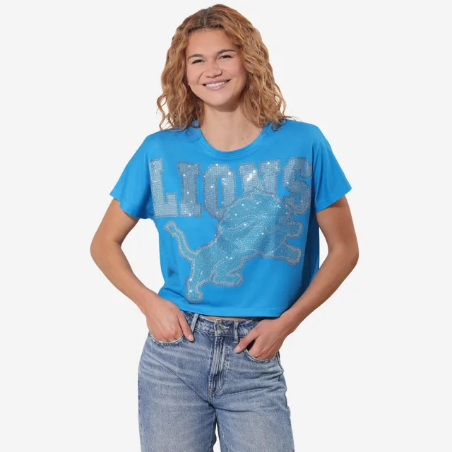 Detroit Lions Haut court avec gros mot-symbole en strass