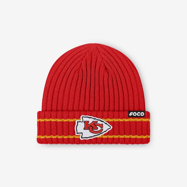 Bonnet côtelé avec logo principal Kansas City Chiefs