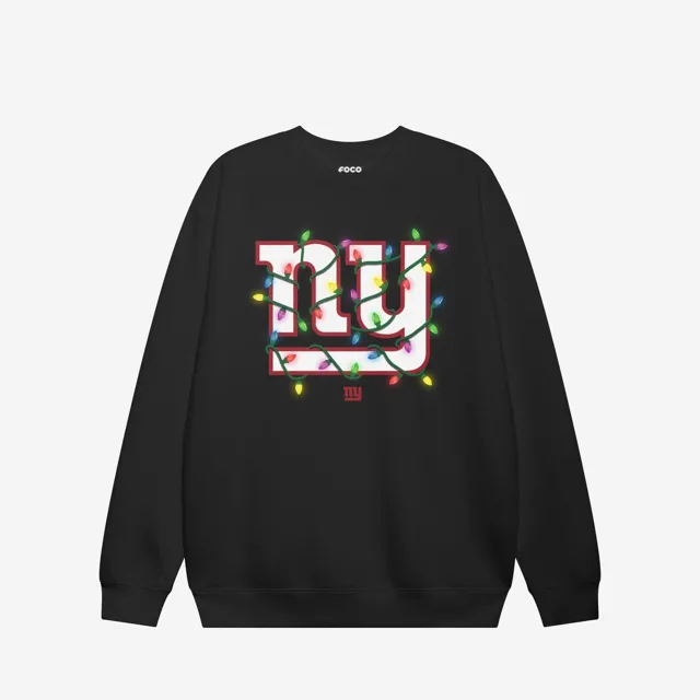 New York Giants Sweat-shirt à col rond avec logo principal Holiday Lights