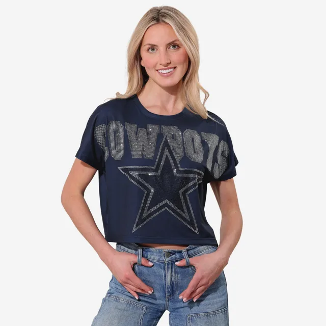 Dallas Cowboys Haut court avec gros mot-symbole en strass