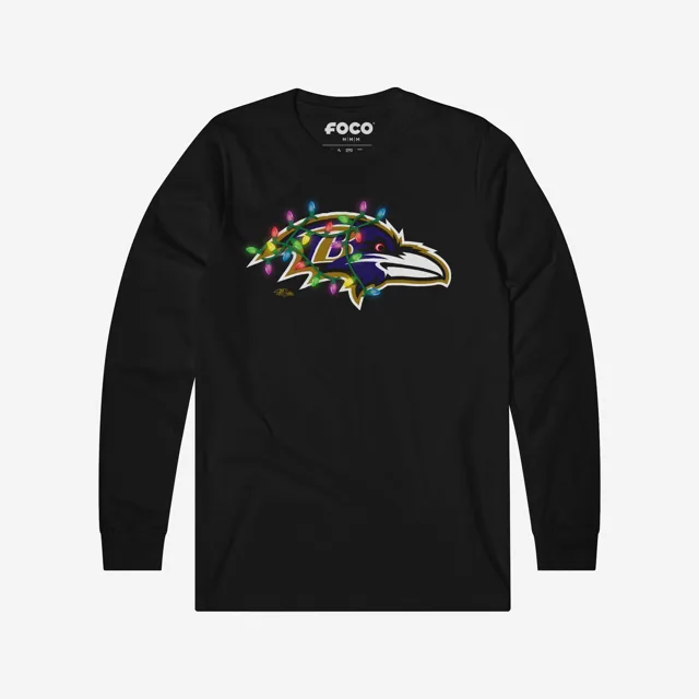 Baltimore Ravens T-shirt à manches longues avec logo principal Holiday Lights