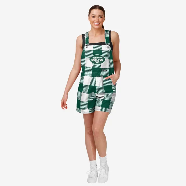 New York Jets Salopette à bretelles à carreaux pour femme