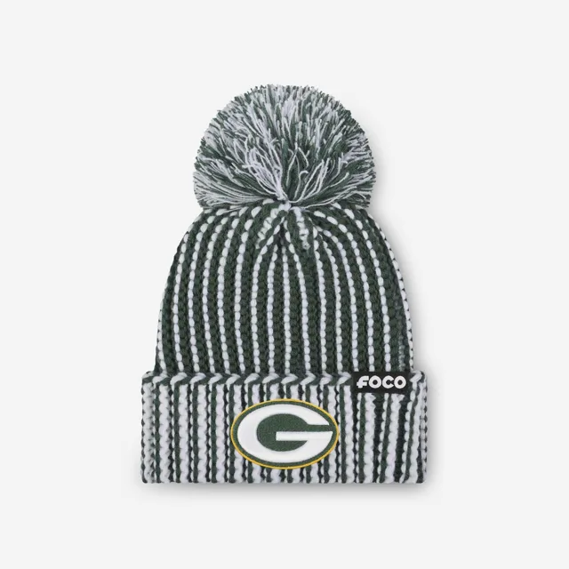 Green Bay Packers Bonnet à pompon en tricot vertical avec logo principal