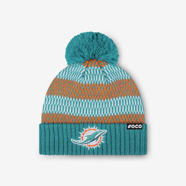 Miami Dolphins Bonnet à pompon en fil métallique pour femme