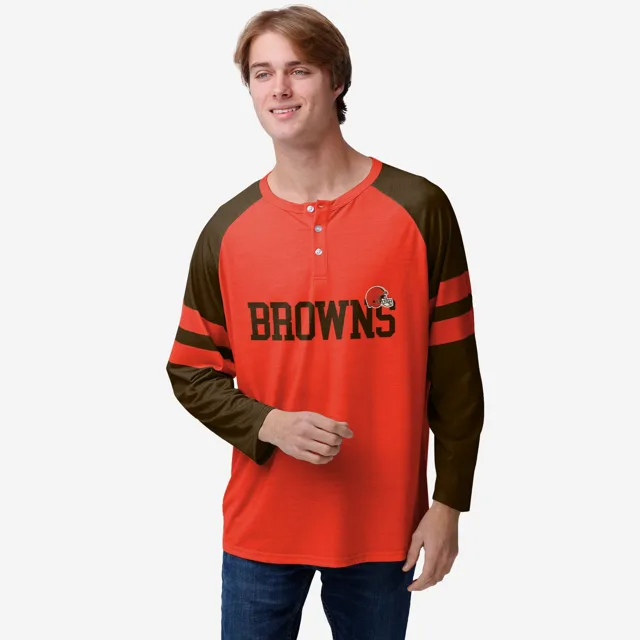 Cleveland Browns Team Stripe Wordmark Manches Longues Henley