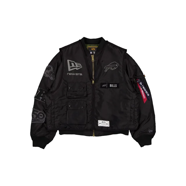 Alpha Industries x Buffalo Bills Veste de vol + gilet 2-en-1 MA-1 noir
