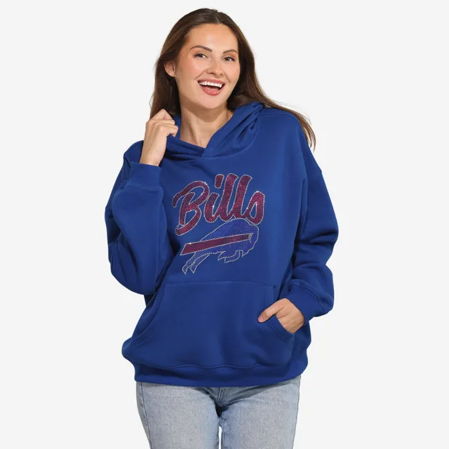 Buffalo Bills Sweat à capuche surdimensionné avec logo strass pour femme