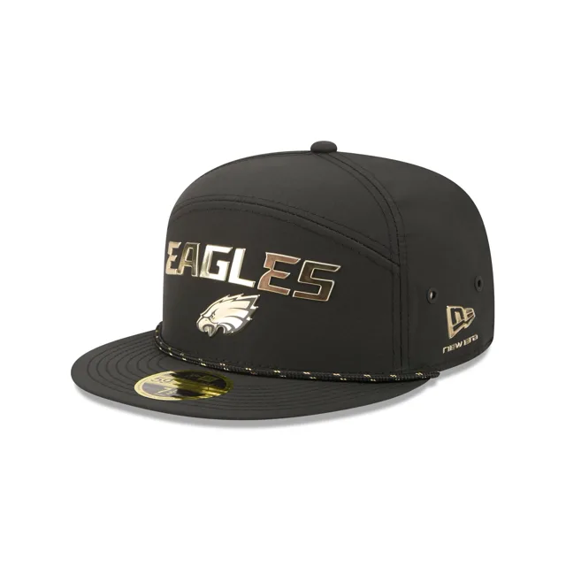Philadelphia Eagles Panneau fendu en corde avec logo doré 59FIFTY Chapeau ajusté