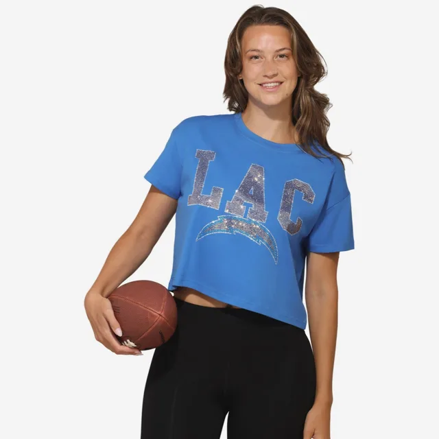 Los Angeles Chargers Haut court avec logo strass pour femme